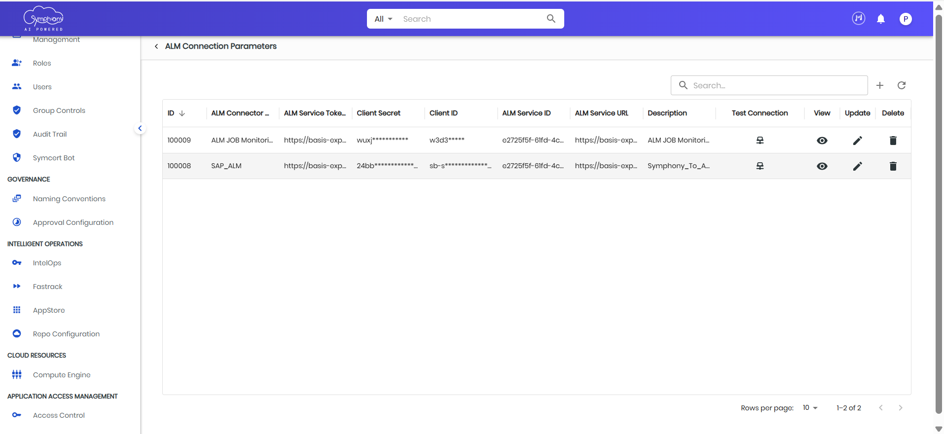 ALM Service Input Fields