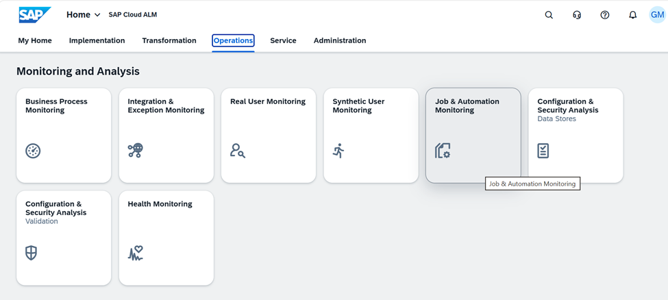 SAP Cloud ALM Operations Dashboard